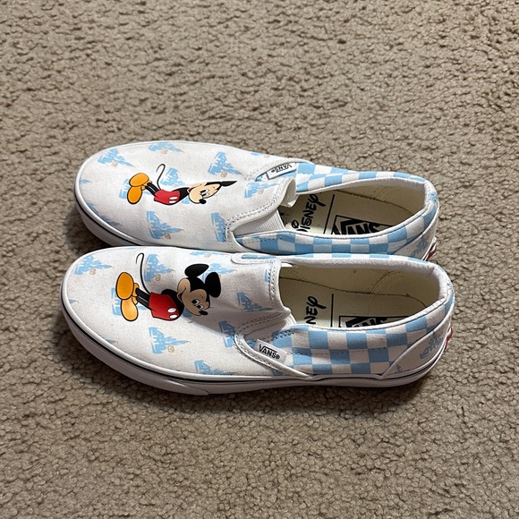 Vans Women’s Mickey Mouse Slip-On Shoes - Blue and White - Picture 2 of 4
